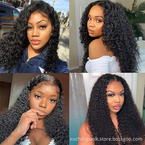 Uniky New Arrival Virgin Cambodian Human Hair Wigs For Black Women, Cambodian Water Wavy Curly Human Hair Lace Front Wigs 13*6